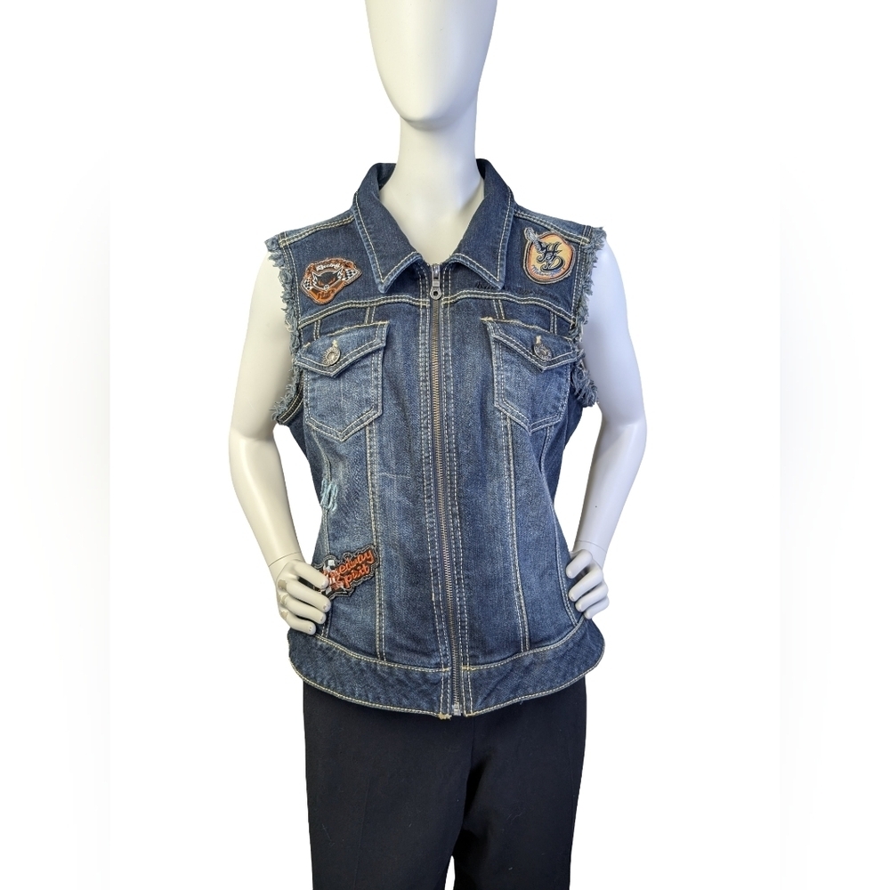 Harley-Davidson Denim Zip Vest Patches Women’s 1W